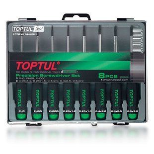Набір прецизійних викруток TOPTUL (PH000-PH0, SL1.2-SL3) 8ед. GAAW0802 GAAW0802 фото
