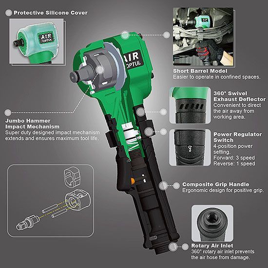 Гайковерт для шиномонтажа пневматический TOPTUL 1/2" 407N/m 6500об/мин KAAS1630 KAAS1630 фото